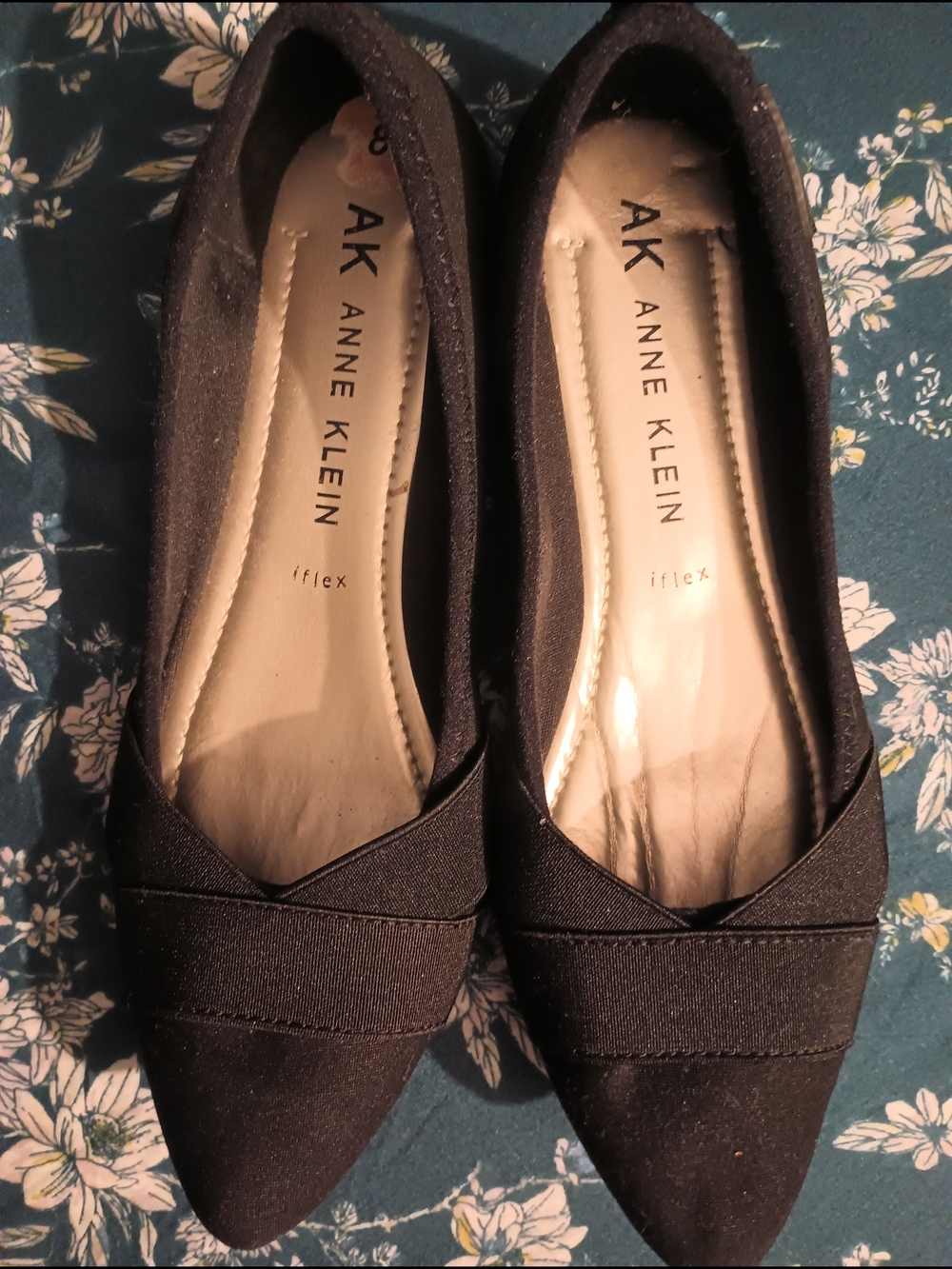 Anne Klein Black Pointed Toe Flats - AK Iflex